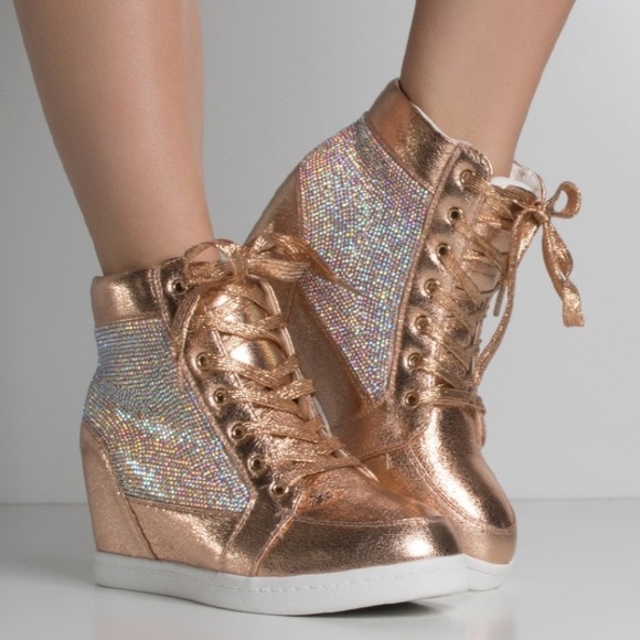 rose gold wedge sneaker